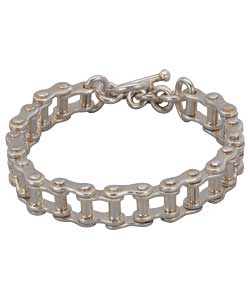 Silver Mens Solid Link Bracelet