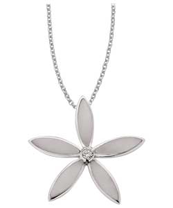 Sterling Silver Mother of Pearl and Cubic Zirconia Pendant