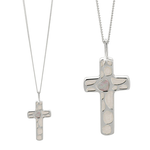 Sterling Silver Mother of Pearl Cross Necklace