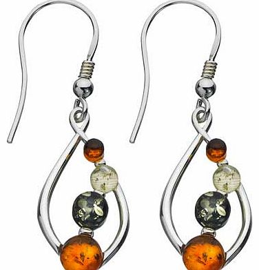 Silver Multi Amber Drop Earrings