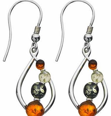 Sterling Silver Multi Amber Drop Earrings