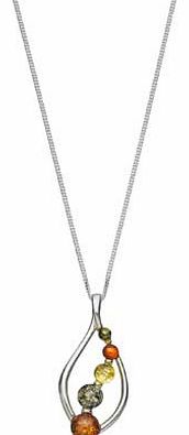 Silver Multi Amber Pendant