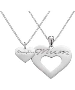 Sterling Silver Mum and Daughter Pendant Set