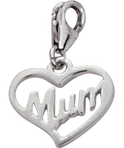Sterling Silver Mum Heart Clip On Charm