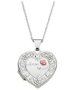 Sterling Silver Mum Heart Locket Pendant