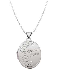 Sterling Silver Mum Oval Locket Pendant