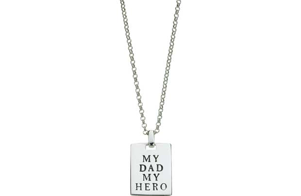 Sterling Silver My Dad My Hero Dog Tag Pendant