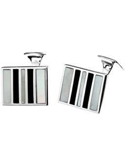 sterling silver onyx and mother of pearl cufflinks