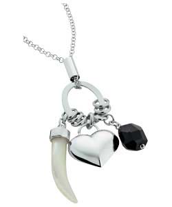 sterling Silver Onyx Multi Charm Necklet