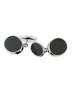 Sterling Silver Oval Onyx Cufflinks