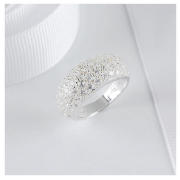 STERLING SILVER PAVE SET CRYSTAL RING, LARGE