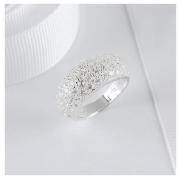STERLING SILVER PAVE SET CRYSTAL RING, SMALL