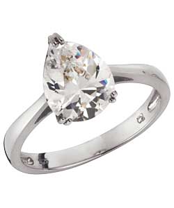 Sterling Silver Pear Cut Cubic Zirconia Ring