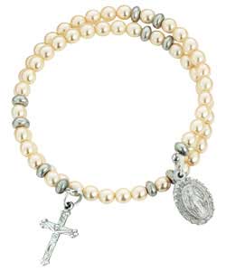 sterling Silver Pearl Charm Bracelet