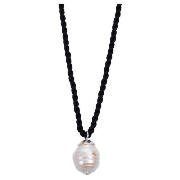 Sterling Silver Pearl Pendant on Black Cord