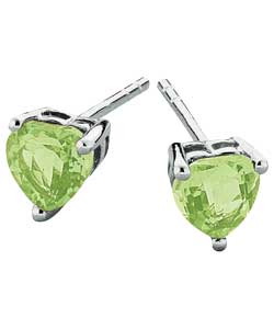 sterling Silver Peridot August Birthstone Stud Earrings