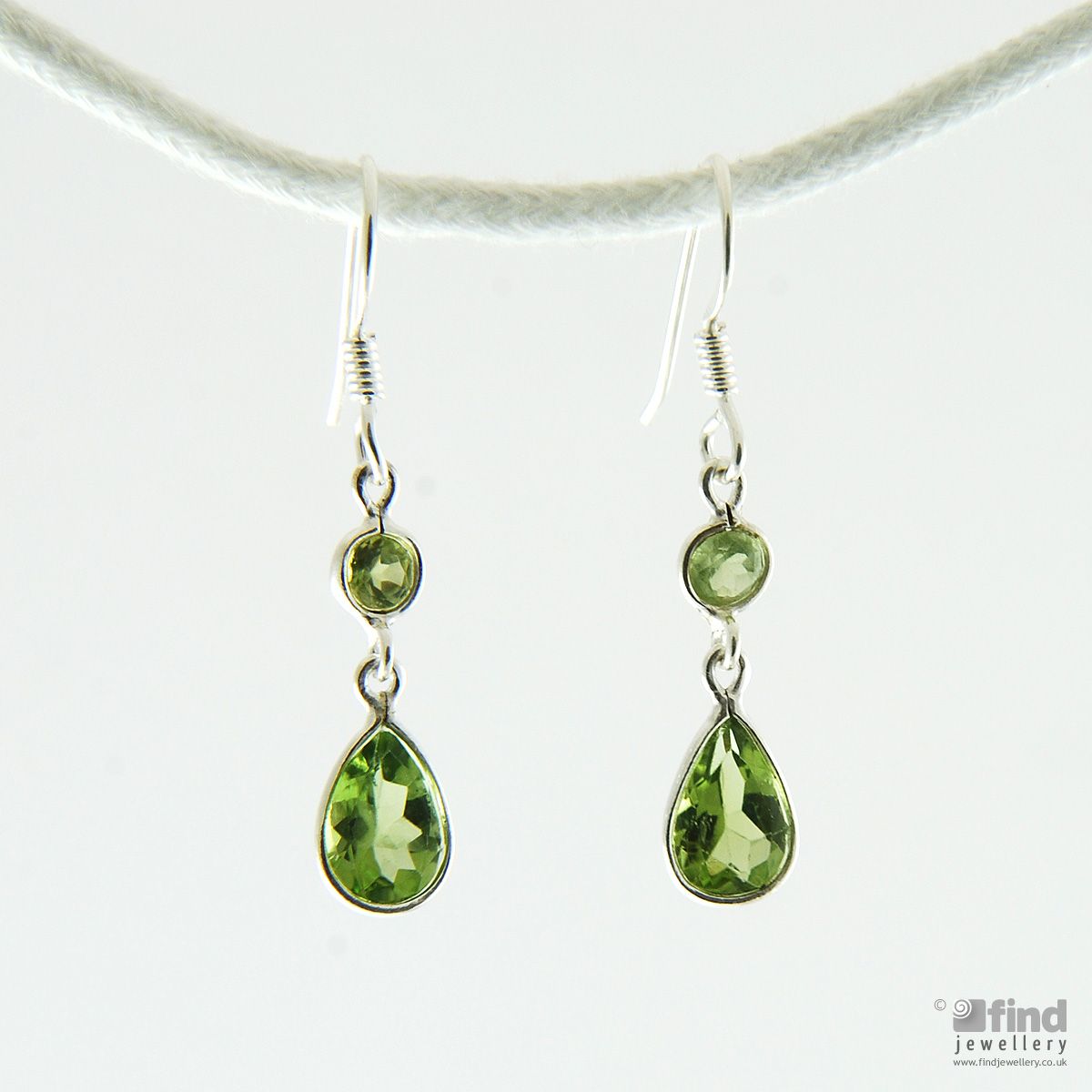 Sterling Silver Peridot Double Drop Earrings