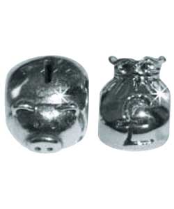 Sterling Silver Piggy Bank and Money Sack Charms