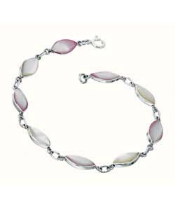 Sterling Silver Pink and White Mother of Pearl Bracelet