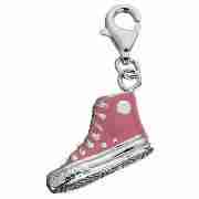Sterling Silver Pink Baseball Boot Charm