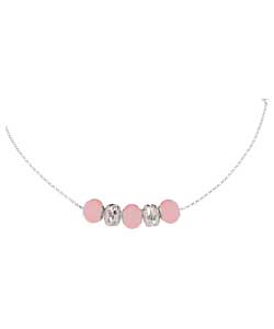 Sterling Silver Pink Bead Slider Necklet