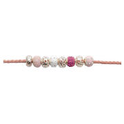 Sterling Silver Pink Chord Bead Starter Bracelet
