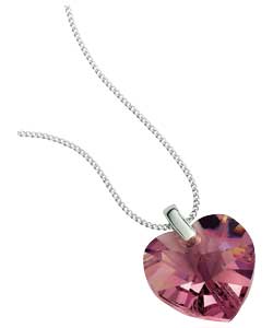 Silver Pink Crystal Heart Pendant