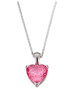Sterling Silver Pink Cubic Zirconia Mum Heart