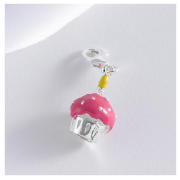 STERLING SILVER PINK CUPCAKE CHARM