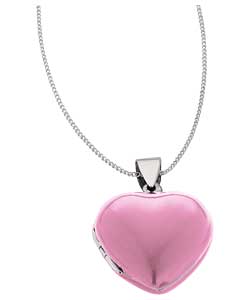 Sterling Silver Pink Enamel Heart Locket Pendant
