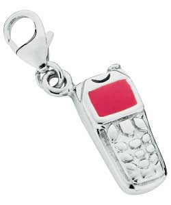 sterling Silver Pink Enamel Phone Charm