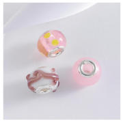 Sterling Silver Pink Glass Charm 3 Pack