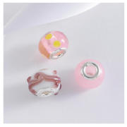 Sterling Silver Pink Glass Charm 3 Pack