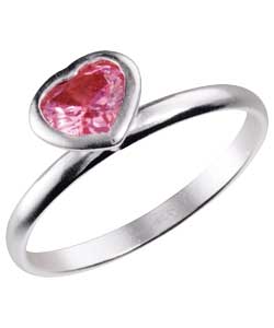 Sterling Silver Pink Heart Stacker Ring