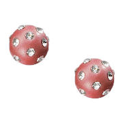 Sterling Silver Pink Lunar Crystal Ball Studs