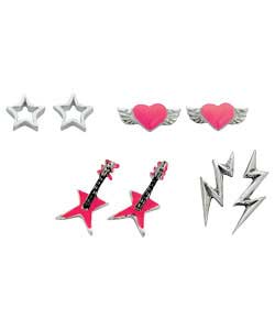 sterling Silver Pink Rock Stud Earrings