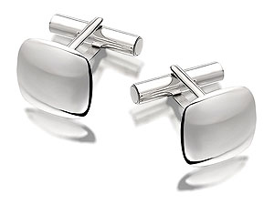 Sterling Silver Plain Cushion Cufflinks - 014608