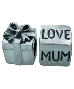 Sterling Silver Present Charm and I Love Mum
