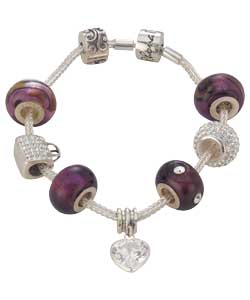 Sterling Silver Purple Box Set with Charms