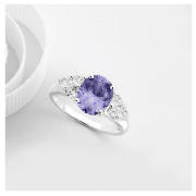 STERLING SILVER PURPLE CUBIC ZIRCONIA RING, SMALL