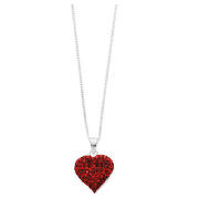 Sterling Silver Red Crystal Heart Pendant