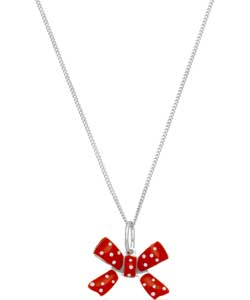 Sterling Silver Red Enamel Bow Pendant