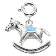 Sterling Silver Rocking Horse Charm With Blue