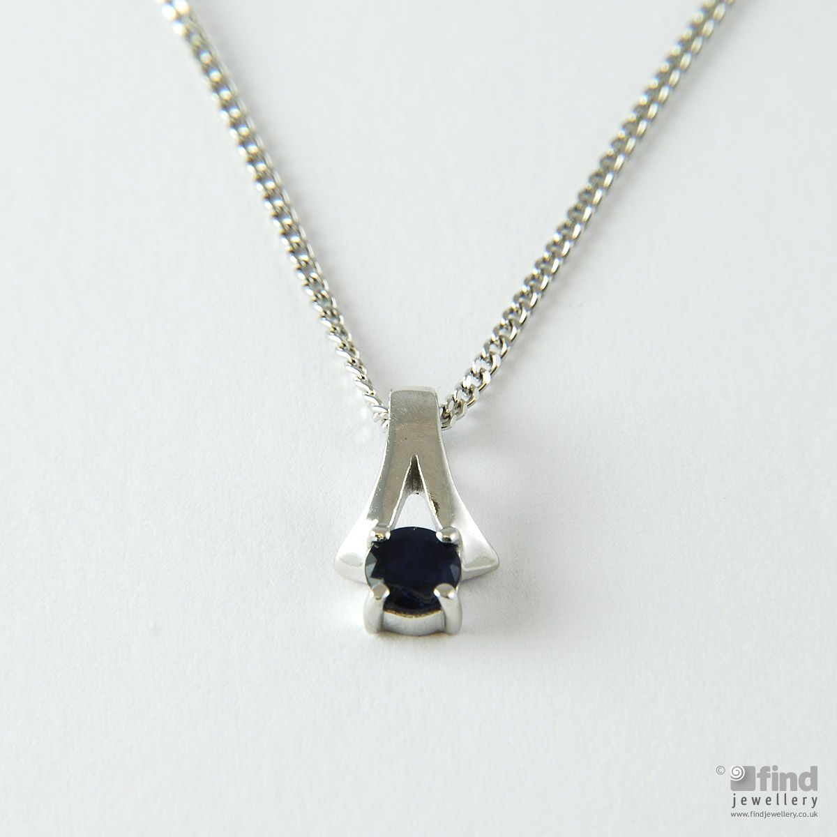 Silver Sapphire Pendant Necklace