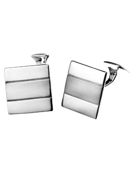 sterling Silver Satin Stripe Cufflinks