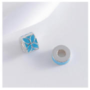 STERLING SILVER SET OF 2 BLUE ENAMEL BEAD CHARMS