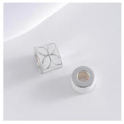 STERLING SILVER SET OF 2 WHITE ENAMEL BEAD CHARMS