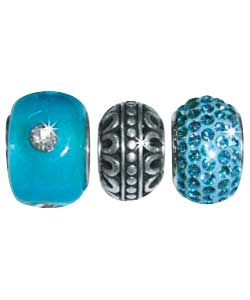 Sterling Silver Set of 3 Charms - Blue Stone Set