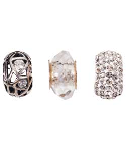 Sterling Silver Set of 3 Charms - Crystal