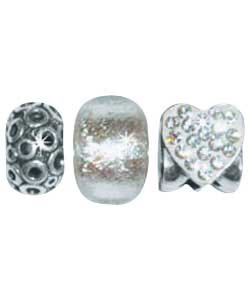 Sterling Silver Set of 3 Charms -Silver Foil Glass